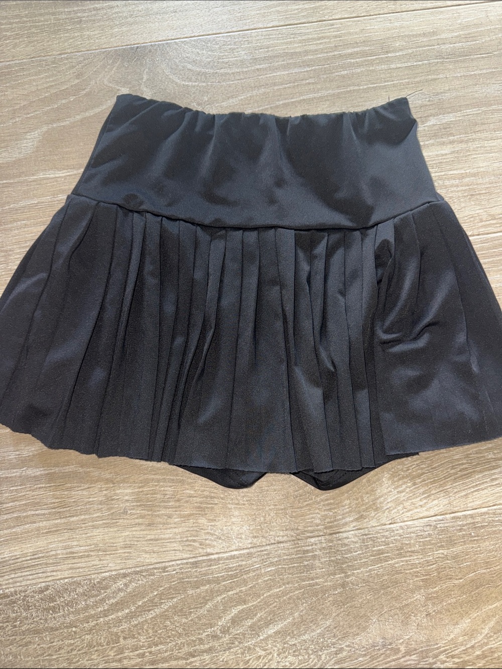 Black Pleated Skort with Wide Waistband